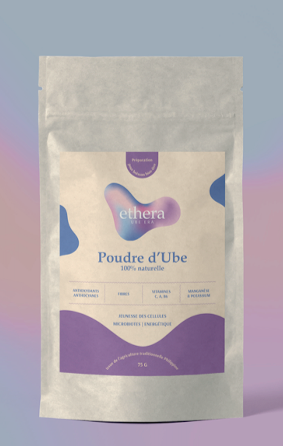 Boisson bien-être à base de poudre d'ube 100% naturelle